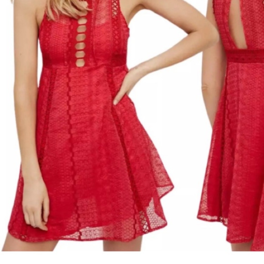 Free People Red Halter Tiered Sundress for Weddings